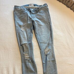 BLANQI Light Blue Distressed Skinny Maternity Jeans